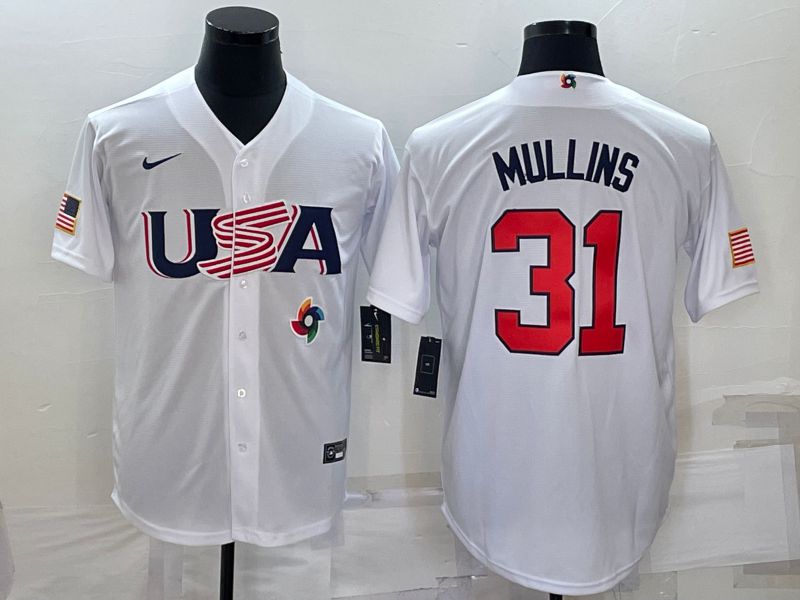 Men 2023 World Cub USA #31 Mullins White Nike MLB Jersey7